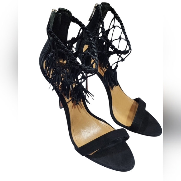 SCHUTZ Fringe Suede Tassel Heels Womens Size 10B - Picture 6 of 10